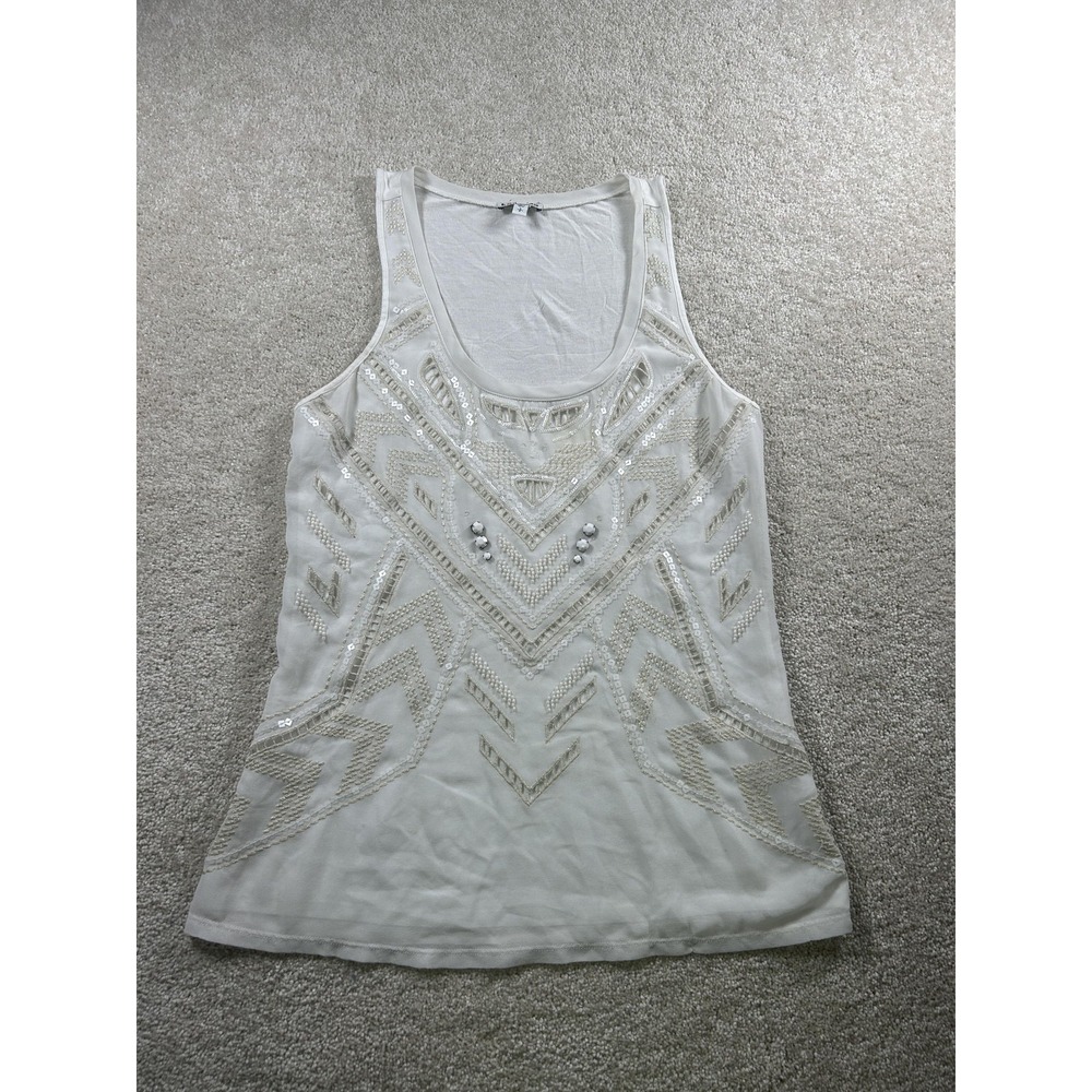 Express Tank Top Womens Small Embellished Sequin Beaded Geometric Sleeveless Top